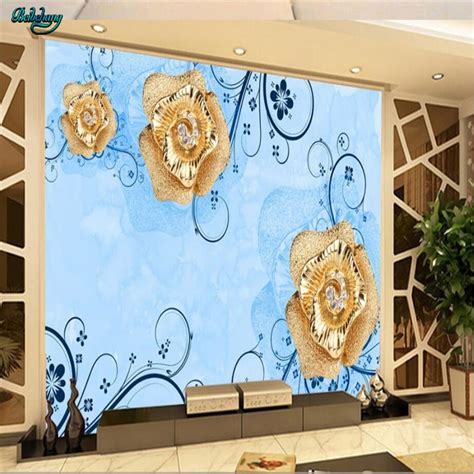Beibehang Large Custom Wallpaper Fashion Simple Gold Roses Jewelry