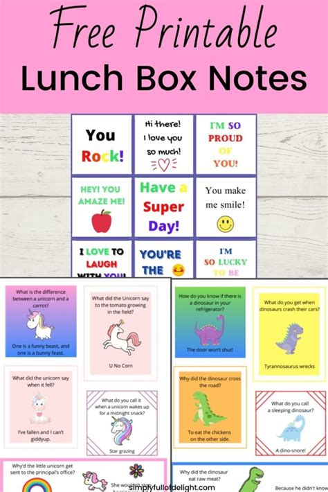 Free Lunch Box Notes For Kids Encouragement In A Box Simply Full