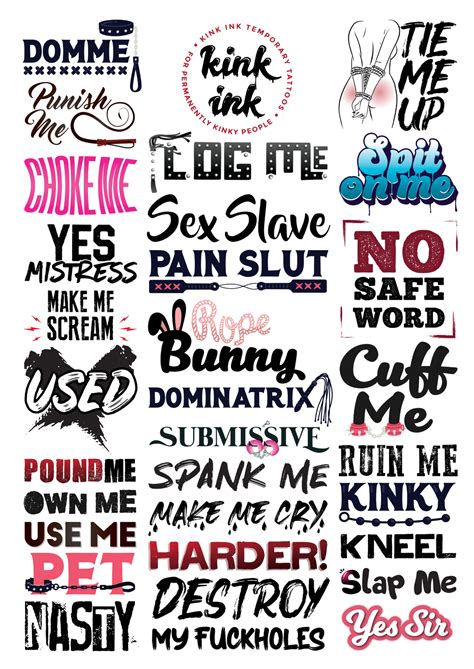 Bdsm Temporary Tattoo A Sheet For Sexy Naughty Adult Bdsm Cuckold