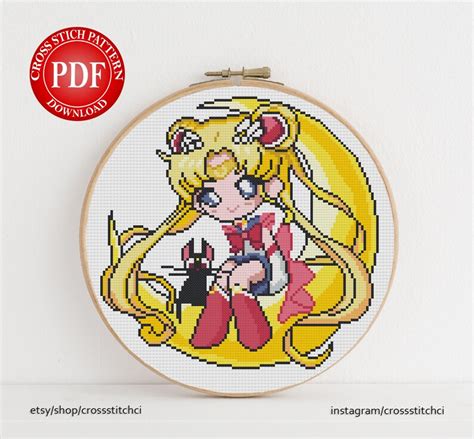 Sailor Moon Chibi Cross Stitch Pattern Pdf Download T Etsy