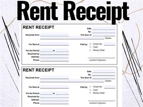 Rent Receipt Rent Receipt Forms Rent Receipt Template - Etsy