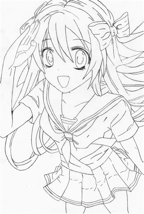 Anime Girl Drawing Side View Sketch Coloring Page