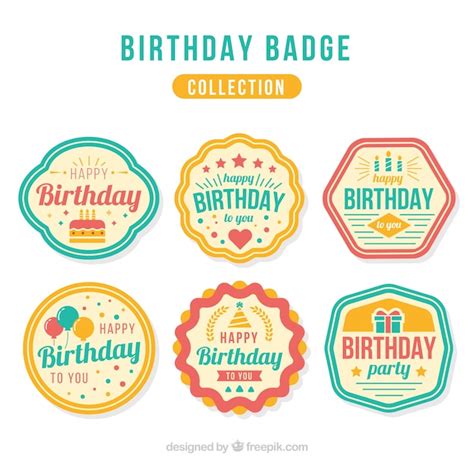 Free Vector Set Of Retro Birthday Badges