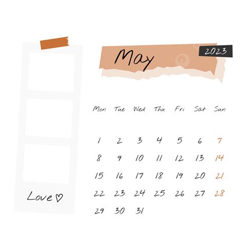 Calendar May 2023 Vector Art Png May 2023 Calendar With Polaroid Frame