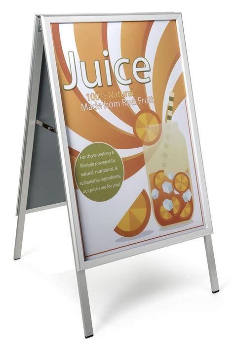24 X 36 Sidewalk Sign For Posters Snap Open Double Sided Silver