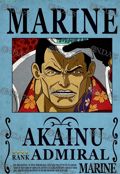 One Piece AKAINU Wanted Poster Etsy