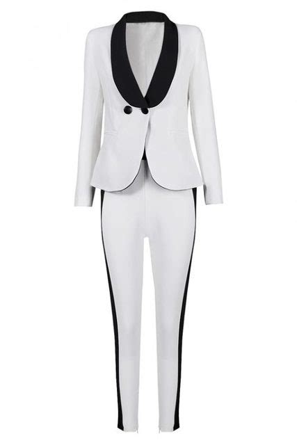 2016 Autumn Winter New Fashion White Formal Pant Suits Set For Women