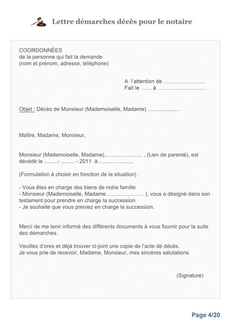 Lettre De Deces Modele