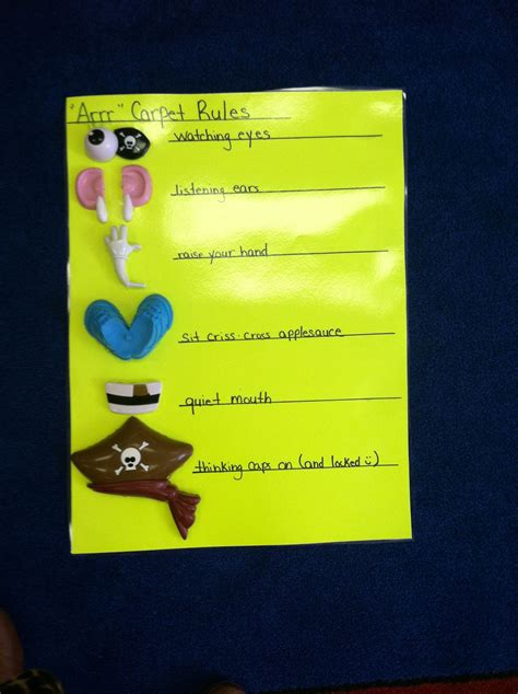 Carpet Rules Using Pirate Mr Potato Head Good Reminders For Morning