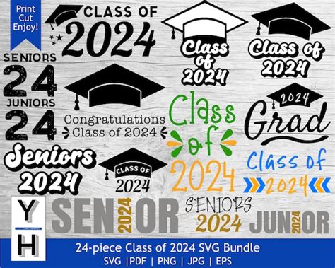 Class Of 2024 Svg Bundle Senior 2024 Svg Seniors 2024 Png Etsy Uk