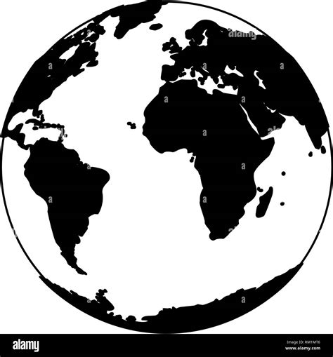 World Earth Cartoon Isolated In Black And White Stock Vector Image