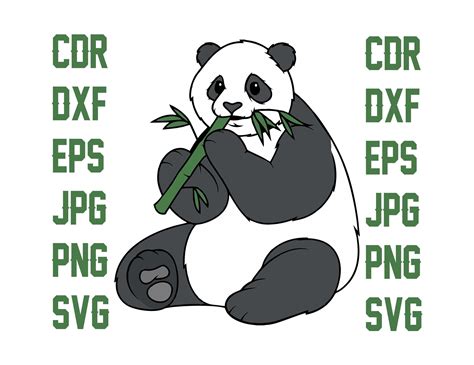 Cute Panda Svg Cutting Files Printable Panda Bear Silhouette Etsy