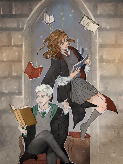 Some Fluffy Dramione In The Library Fanart By Me Rdramione