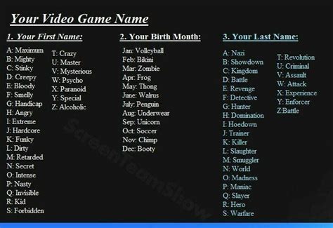 Good Names Video Games Goodjulllb
