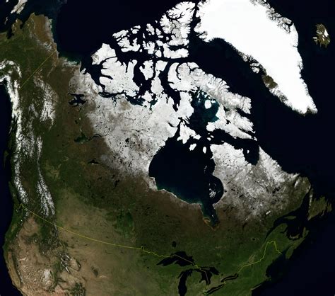 Large Detailed Satellite Map Of Canada Canada North America