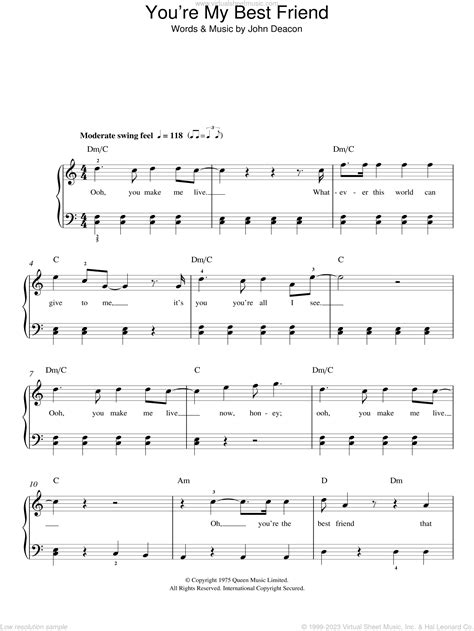 Queen You Re My Best Friend Sheet Music For Piano Solo PDF