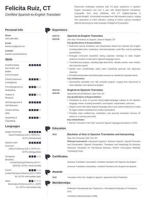 Translator Resume Sample With Skills Template And Guide