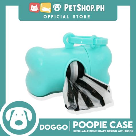 Doggo Poopie Case With Portable Hook Mint Green Pet Poo Plastic Stor