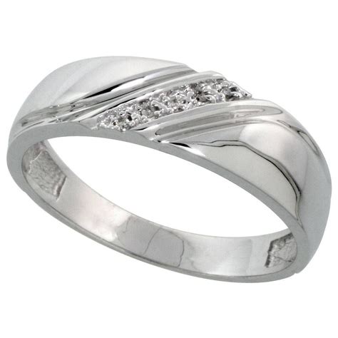 Silver Mens Diamond Wedding Band Ring 0 03 Cttw Brilliant Cut 14 Within Mens Sterling Silver Wedding Bands 