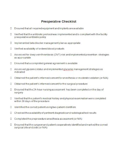 Perioperative Checklist