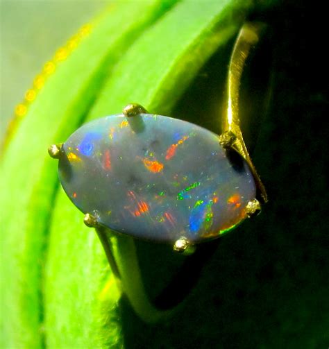 Black Opal Ring Australian Opal Ringsblack Opal Ringshandmade Jewelry