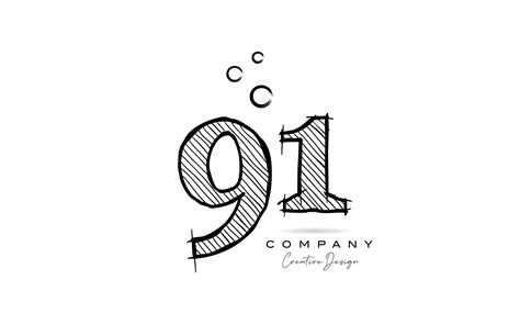 Hand Drawing Number 91 Logo Icon Design For Company Template Creative