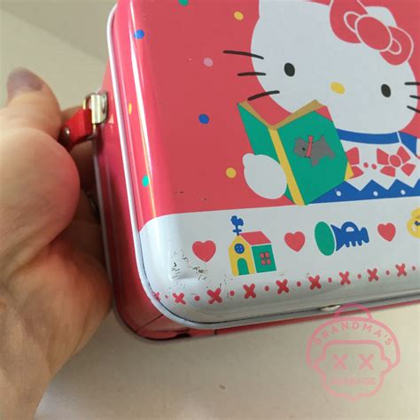 Hello Kitty Tin Purse Vintage Sanrio Reading Tea Bunny Red Etsy