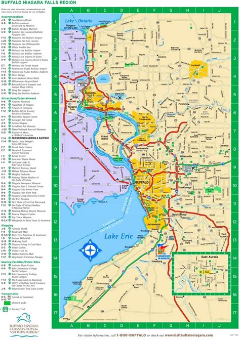 Buffalo Area Hotels And Sightseeings Map Lake Ontario Buffalo Ny Lake