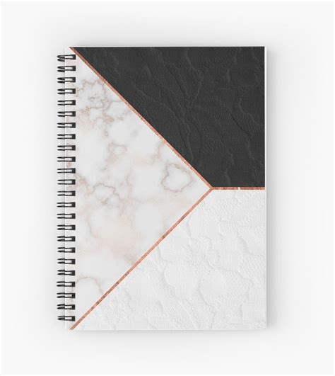 Black And White Lace And Rose Gold Marble Spiral Notebook By