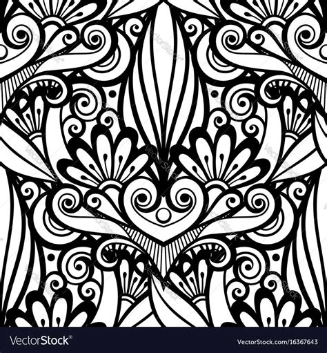 Monochrome Seamless Pattern With Floral Ornament Vector Image