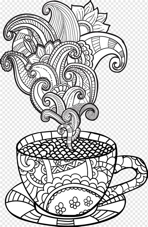 Kaffeetasse Tee Malbuch Kaffee Erwachsene Kunst Schwarz und weiß