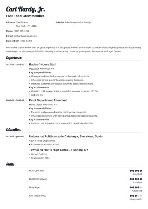 Fast Food Resume Sample And Writing Guide 10 Tips
