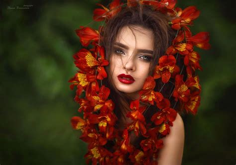 face girl red model flower woman coolwallpapers me
