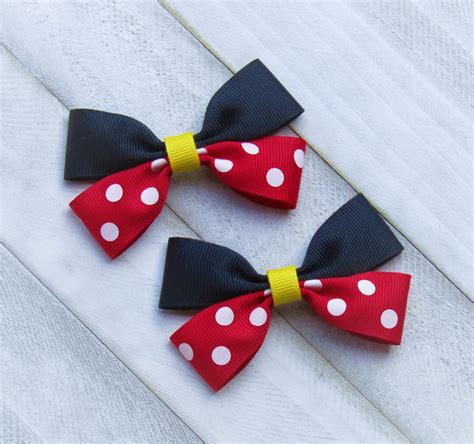 Minnie Mouse Bows Mickey Mouse Bows Red Polka Dot Clippies Etsy