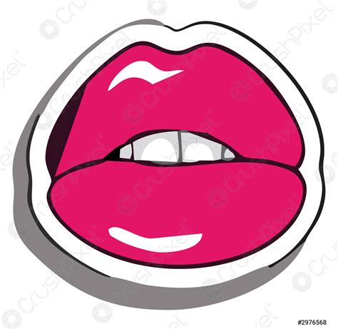 Biting Red Lips Vector Or Color Illustration Stock Vector Crushpixel