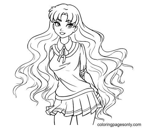 Coloriages Anime Girl Avec Des Cheveux Longs Coloriages Anime Girl
