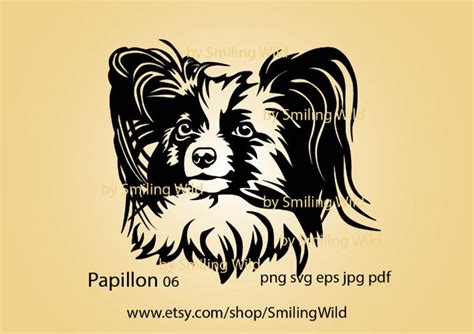 Papillon Dog Svg Png Vector Graphic Portrait Papillon Dog Cut Etsy