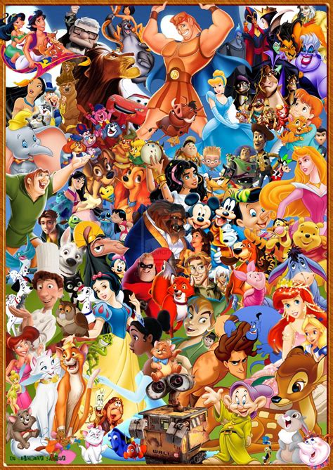 An Image Of Many Different Cartoon Characters In The Same Frame All