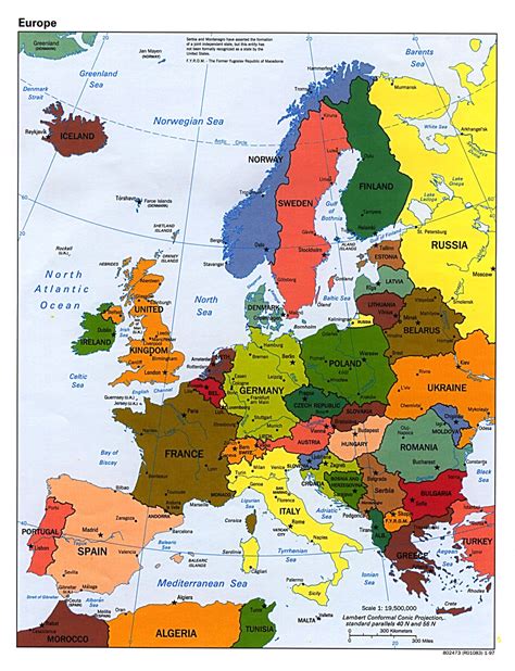 Detailed Political Map Of Europe With Capitals And Major Cities