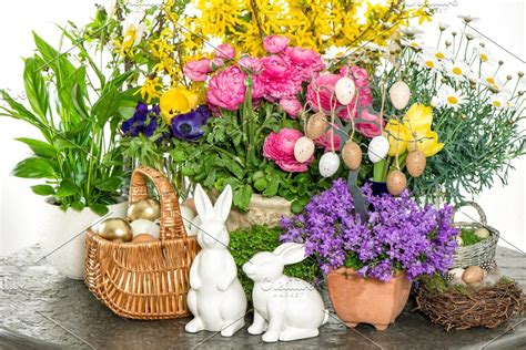 Spring Flowers And Easter Eggs In 2020 Spring Flowers Easter Egg