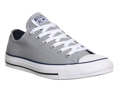 Converse Allstar Low Leather Trainer In Gray Grey Lyst