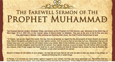 The Farewell Sermon Of Prophet Muhammad Muslim Mirror