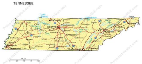 Tennessee Map Counties Major Cities And Major Highways Digital