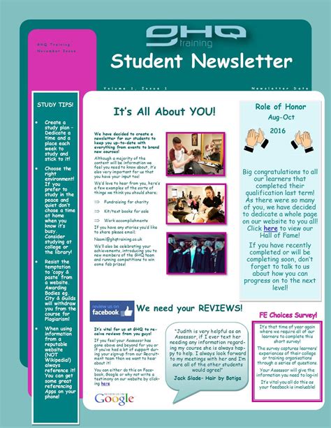 Launch Of Our Brand New Student Newsletter Ghq Training