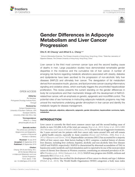 [pdf] Gender Differences In Adipocyte Metabolism And Liver Cancer Progression