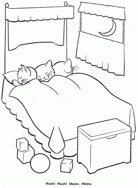 2 kittens on the couch. Three Little Kittens Coloring Page - Coloring Home