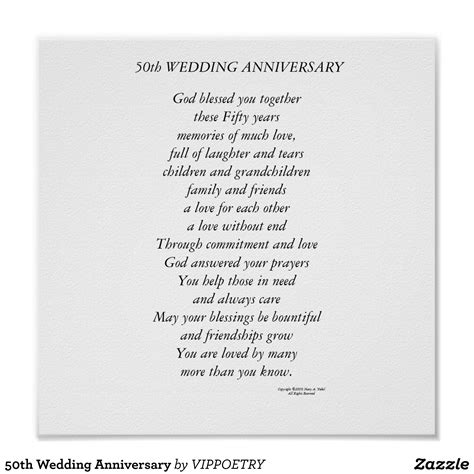 50th Wedding Anniversary Poster Zazzle Wedding Anniversary Poems