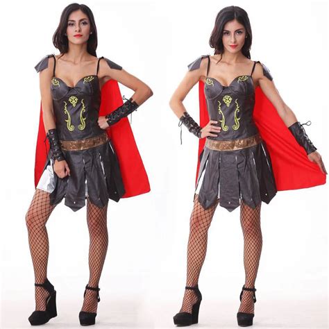 Pu Leather Roman Soldiers Costumes Female Spanish Gladiator Cosplay