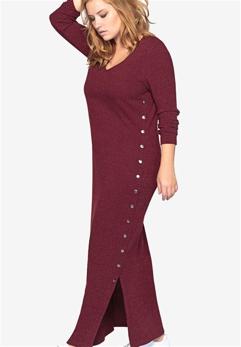 Long Sleeve Knit Maxi Dress By Castaluna Plus Size