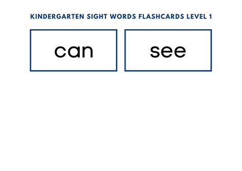 Kindergarten Sight Words Printable Flashcards Instant Download High
